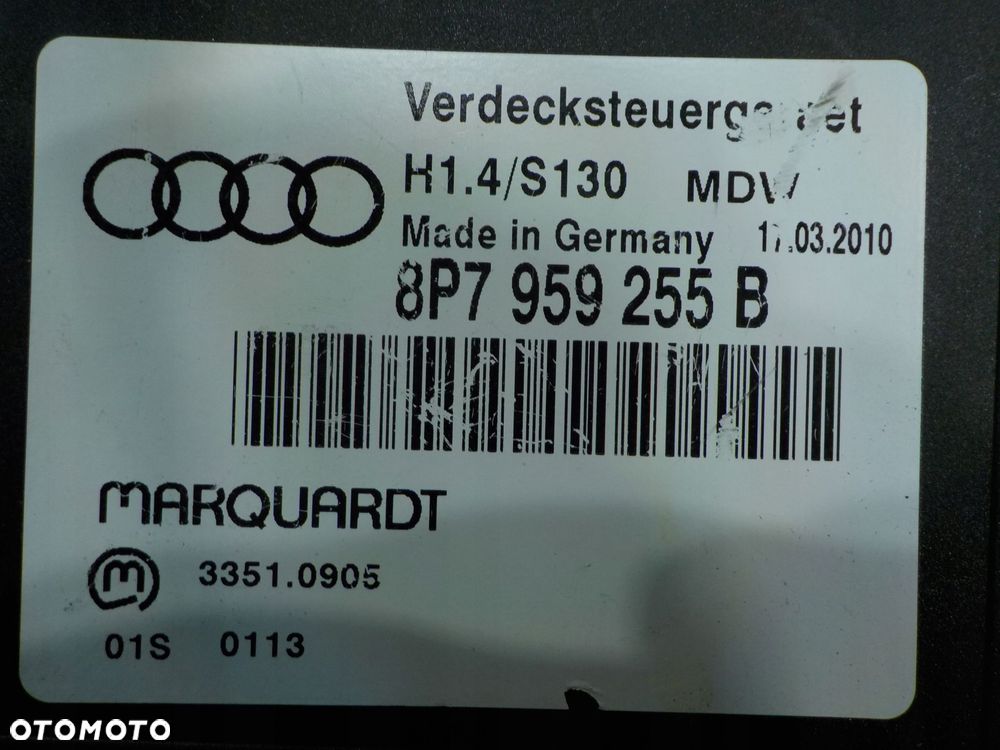 AUDI A3 8P LIFT 1.6 TDI 10r CABRIO 2D modul sterownik dachu 8P7959255B - 4