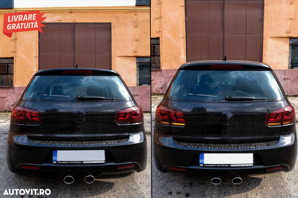 Stopuri Full LED VW Golf 6 VI (2008-2013) R20 Design Rosu Fumuriu cu Semnal Dinami- livrare gratuita - 13