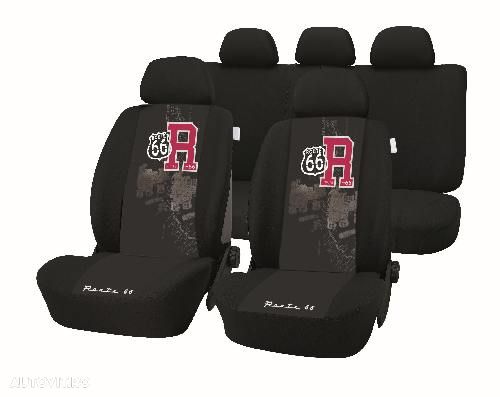 Huse scaune auto Route 66 , set 9 buc fata si spate, culoare negru - 1