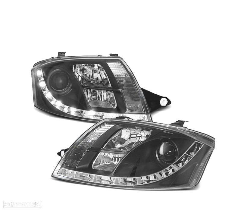 FAROIS AUDI TT 98-05 LUZ DIURNA LED FUNDO NEGRO - 1