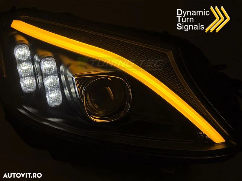 Faruri LED compatibile cu Mercedes C-Class W205 S205 A205 C205 (2014-2018) Negre Semneal Dinamic Secvential - 2