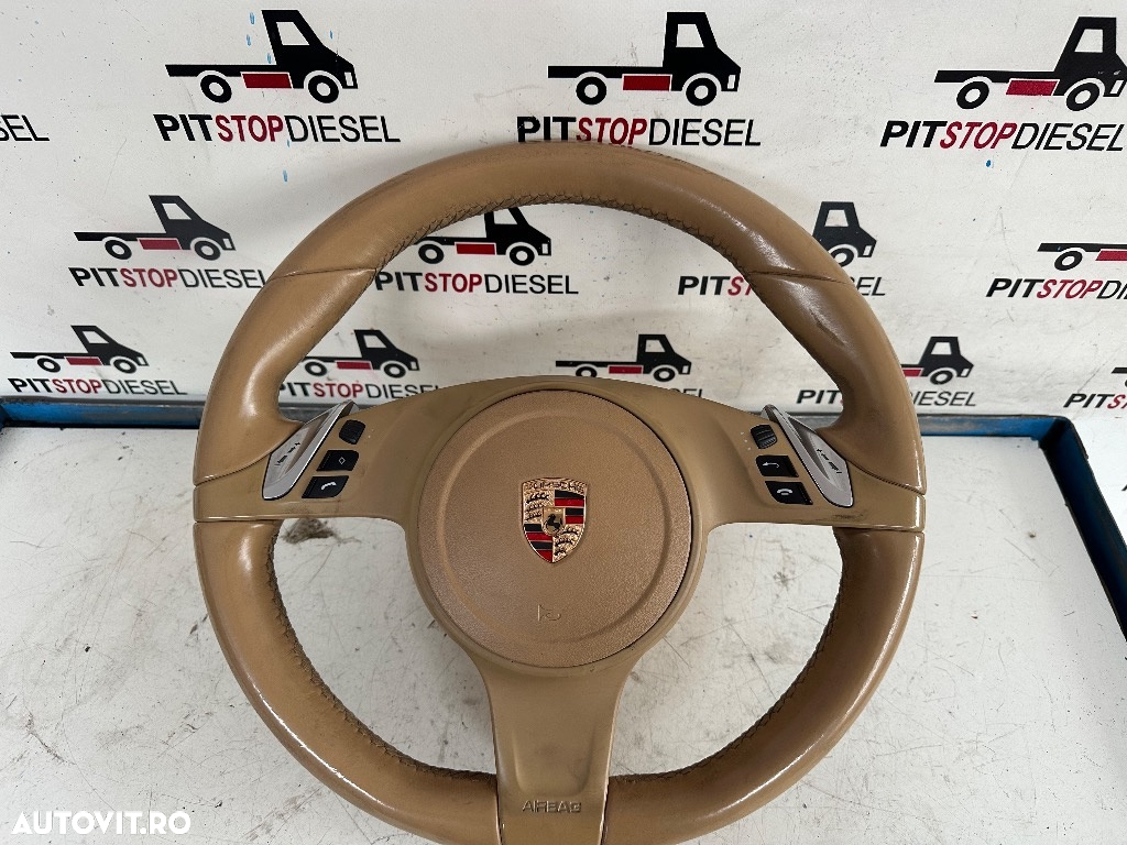Volan PORSCHE CAYENNE original 2010 2011 2012 2013 2014 2015 2016 beige crem maroniu 7PP419091CJ - 2
