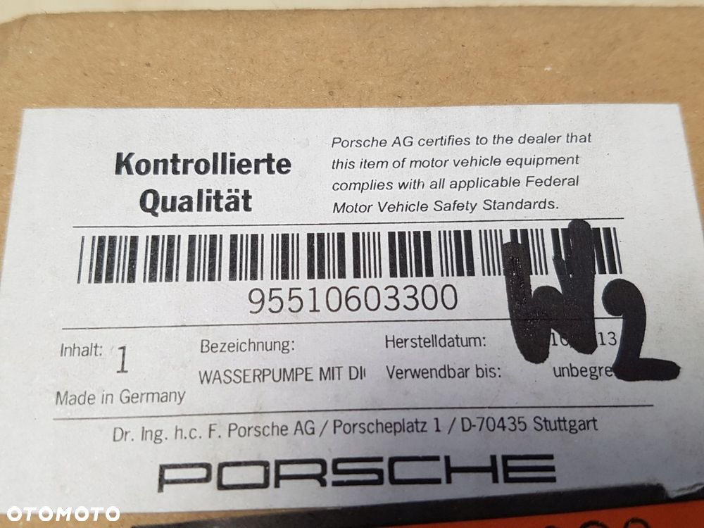 porsche cayenne 3,6 v6 pompa wody 95510603300 nowa oe - 5