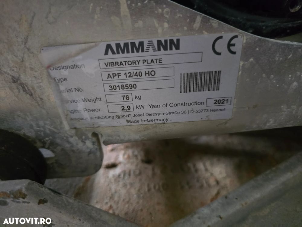 Ammann Placa Compactoare Ammann APF 12/40 HO | An 2021 | Rezervor Apa | Stare Top, Motor Honda GX120 - 7