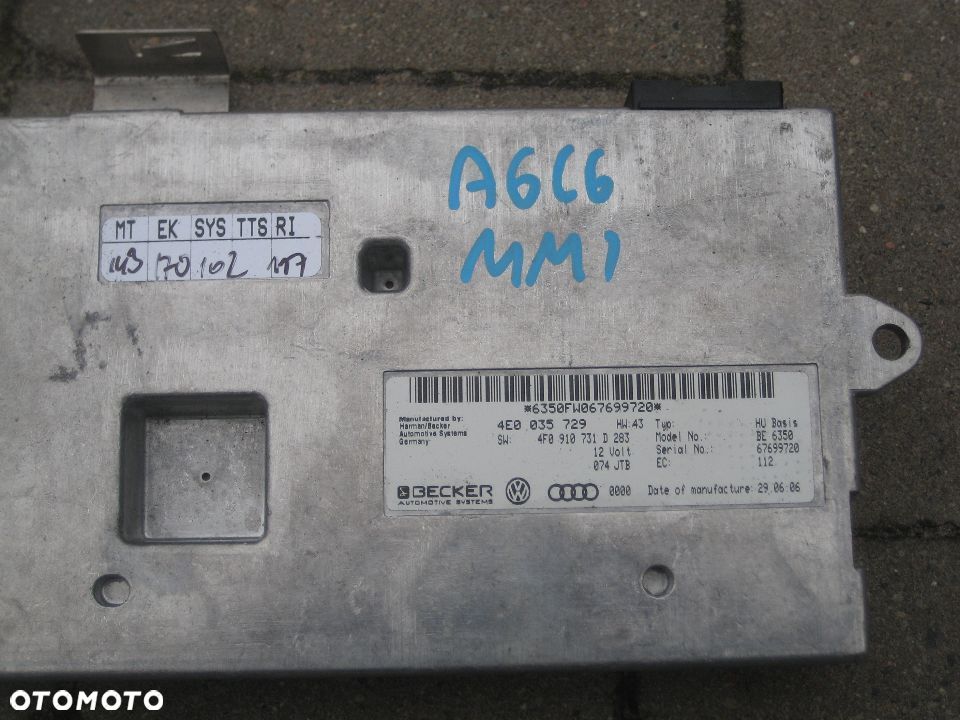 audi a6 c6 sterownik moduł MMI becker 4e0035729 4f0910731d europa - 2