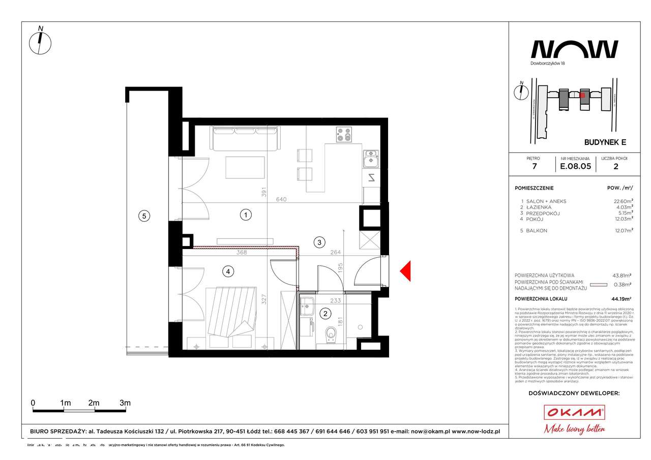 2-pokojowe mieszkanie 44m2 + balkon Bez Prowizji - Pełny obrazek: 2/8