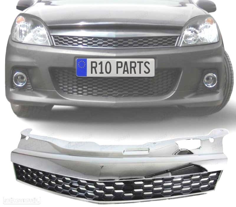 GRELHA OPEL ASTRA H GTC 04-07 CROMADA COM BORDAS PRETAS - 1