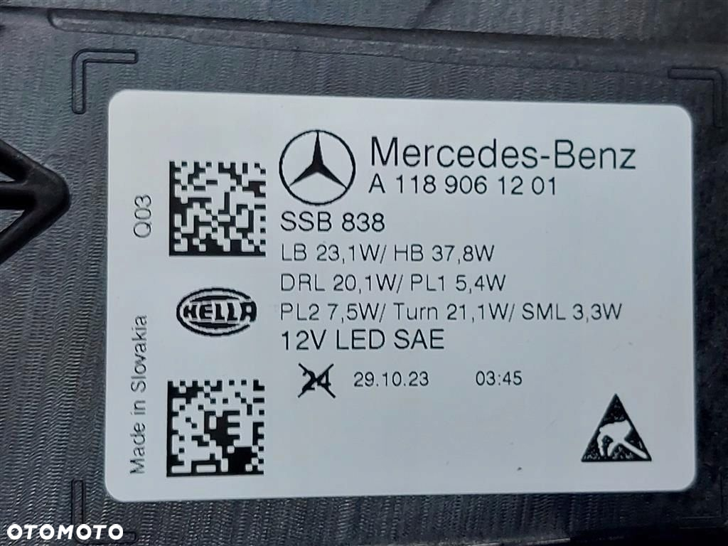 Reflektor lampa przód prawa Mercedes CLA W118 LIFT A1189061201 USA 23- - 16