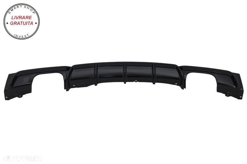 Difuzor Bara Spate Evacuare Dubla Negru Lucios BMW Seria 3 (2011-2019) F30 F31 M D- livrare gratuita - 1