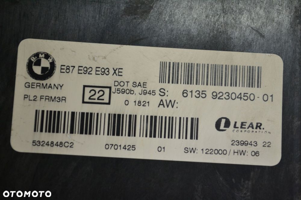BMW E87 E92 E93 LIFT MODUŁ ŚWIATEŁ STEROWNIK 9230450 - 5