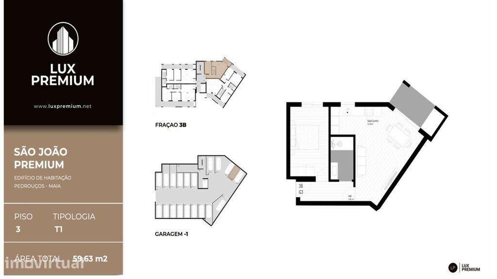 Apartamento T1 em Pedrouços de 53,00 m2 - Grande imagem: 5/5
