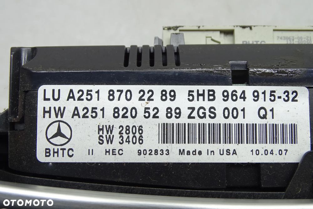 MERCEDES X164 GL W164 ML W251 Panel Klimatyzacji Klimatronic 2518702289 - 4