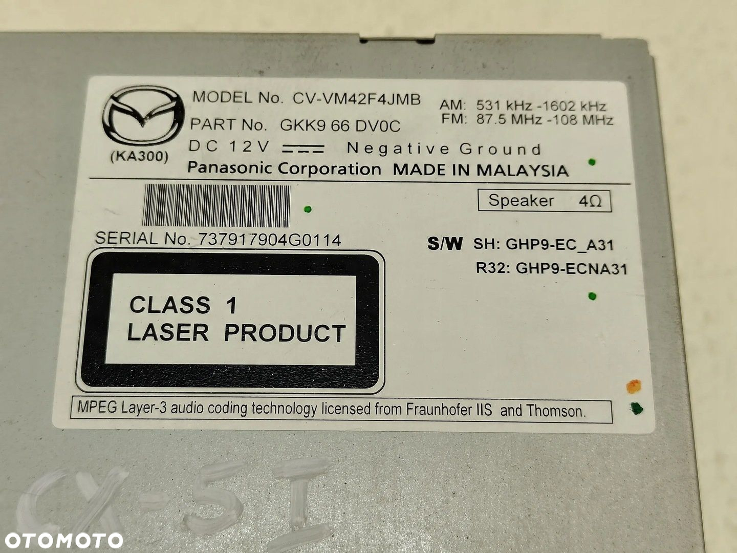 MAZDA CX-5 1 I 12-14 PRZED LIFT RADIO NAWIGACJA WYŚWIETLACZ GKK966DV0C - 8