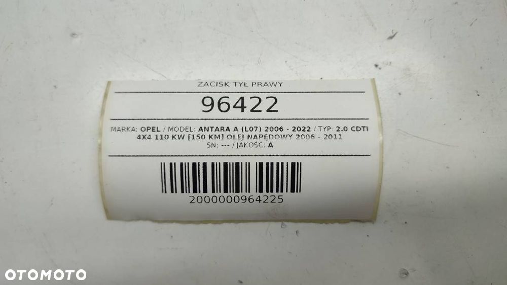 ZACISK HAMULCOWY TYŁ PRAWY OPEL ANTARA 2010 - 6