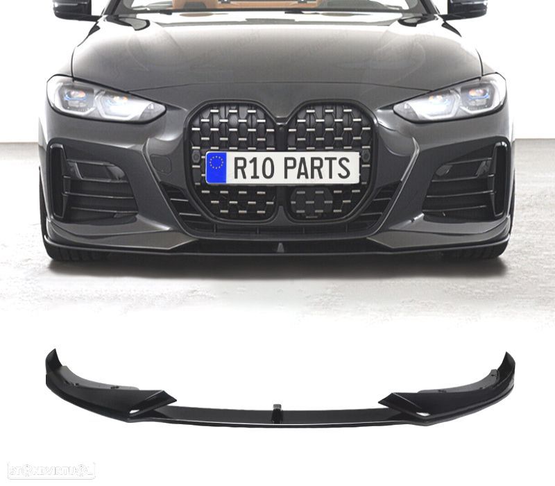 SPOILER LIP FRONTAL BMW G22 2P 20- LOOK M4 AC PRETO BRILHANTE - 1