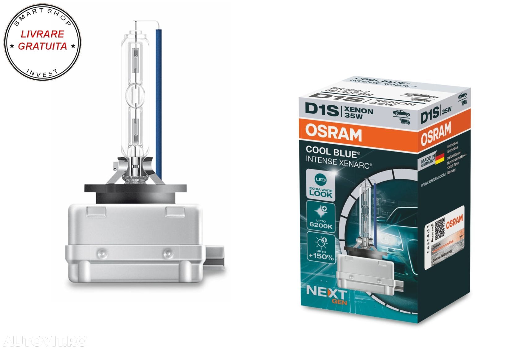 Bec Auto Xenon Osram XENARC COOL BLUE INTENSE NEXT GEN D1S 66140CBN 35W- livrare gratuita - 1