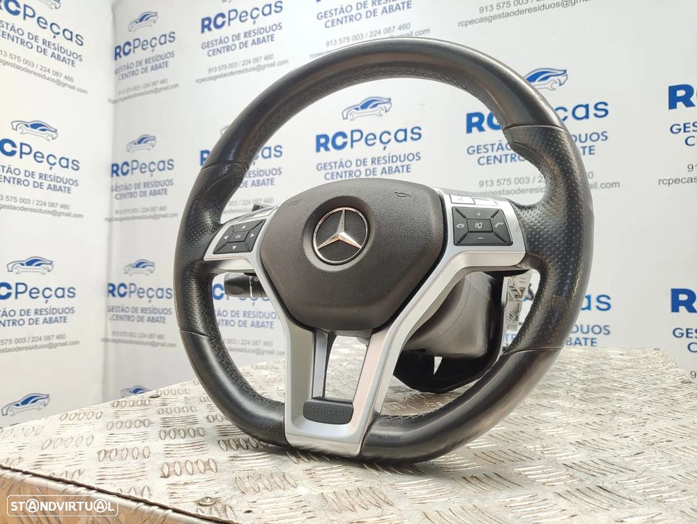 Volante Completo Flat Bottom em Pele Perfurada Original Mercedes Benz Class C W204 AMG Facelift Patilhas Multifunções - 5