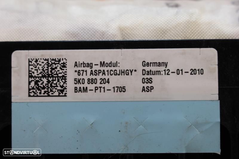 Airbag De Passageiro Volkswagen Golf Vi (5K1)  5K0880204 / 5K0 880 204 - 9