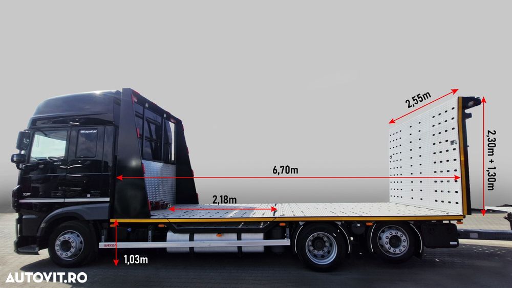 DAF XF 480 / TANDEM CARRIER KIT / 15,6 M / SSC / TRAVERSE / HYDRAULIC RANGE / RADIO CONTROL / WINCH / LIFTING AXLE / PARKING AIR CONDITIONING / WECON - 3