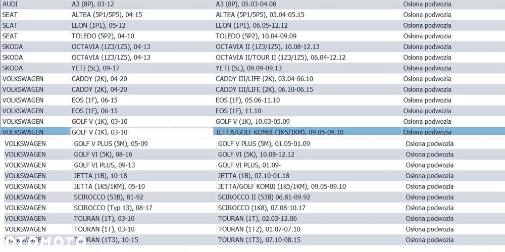 OSŁONA podwozia VW TOURAN SCIROCCO AUDI LEWA - 5