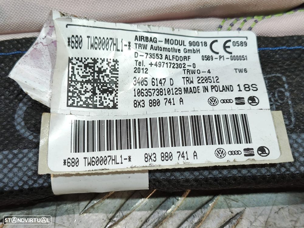 Conjunto Cortinas Laterais Airbag Esquerda Direita Audi A1 8X1 8XK 8X3880741A 8X3880742A - 5