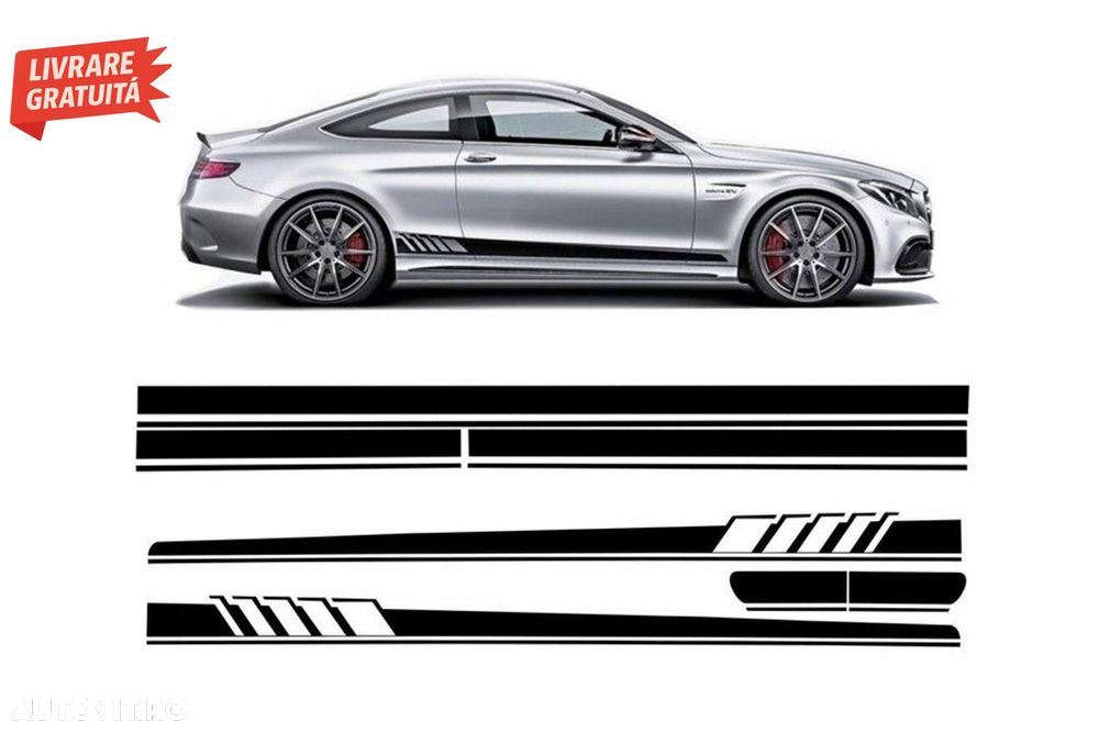 Set Stickere Capota/Plafon/Portbagaj si Laterale Negru Mat Mercedes C205 Coupe A20- livrare gratuita - 1