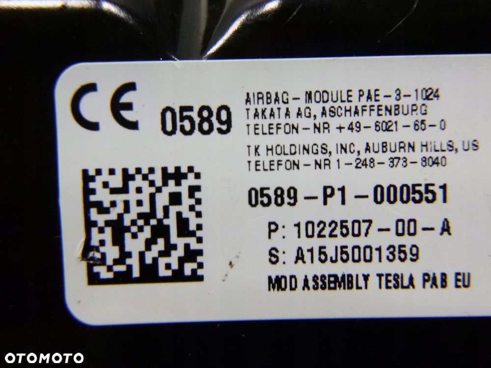 TESLA MODEL S PODUSZKA AIRBAG PASAŻERA - 8