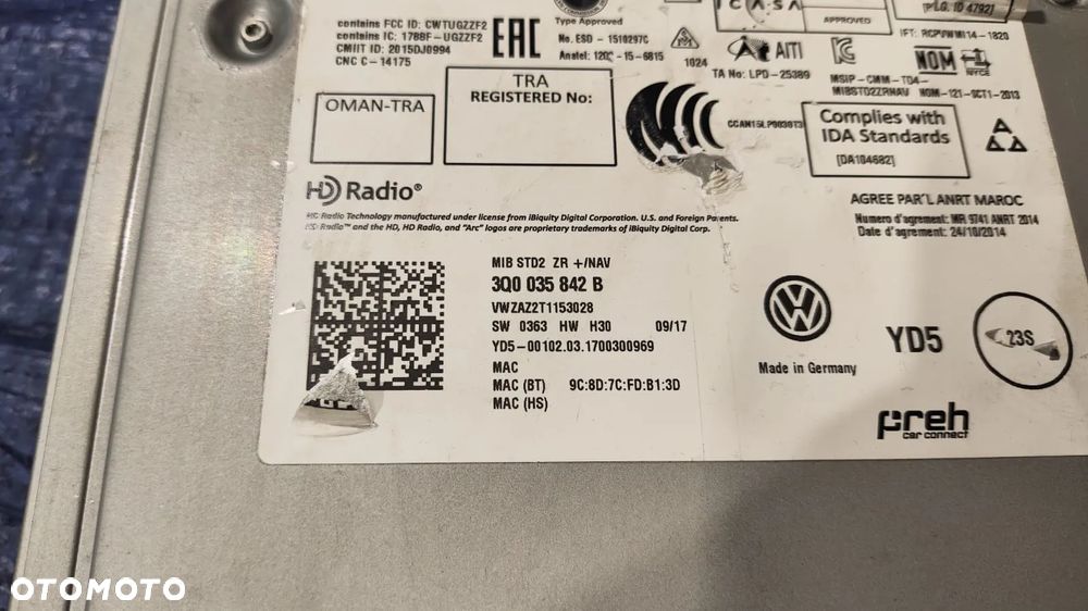 CZYTNIK CD NAWIGACJI KART SD MIB STD2 INFOTAINMENT 3Q0035820X 3Q0035820B 3Q0035842 3Q0035842B VW TIGUAN II POLO 6C 6R GOLF VII CRAFTER II PASSAT B8 - 5