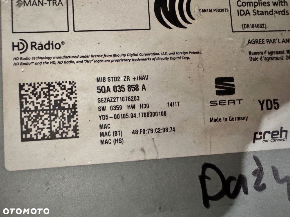 SEAT LEON 3 ATECA IBIZA ARONA NAWIGACJA MIB2 DAB MULTIMEDIA 5QA035858A - 2