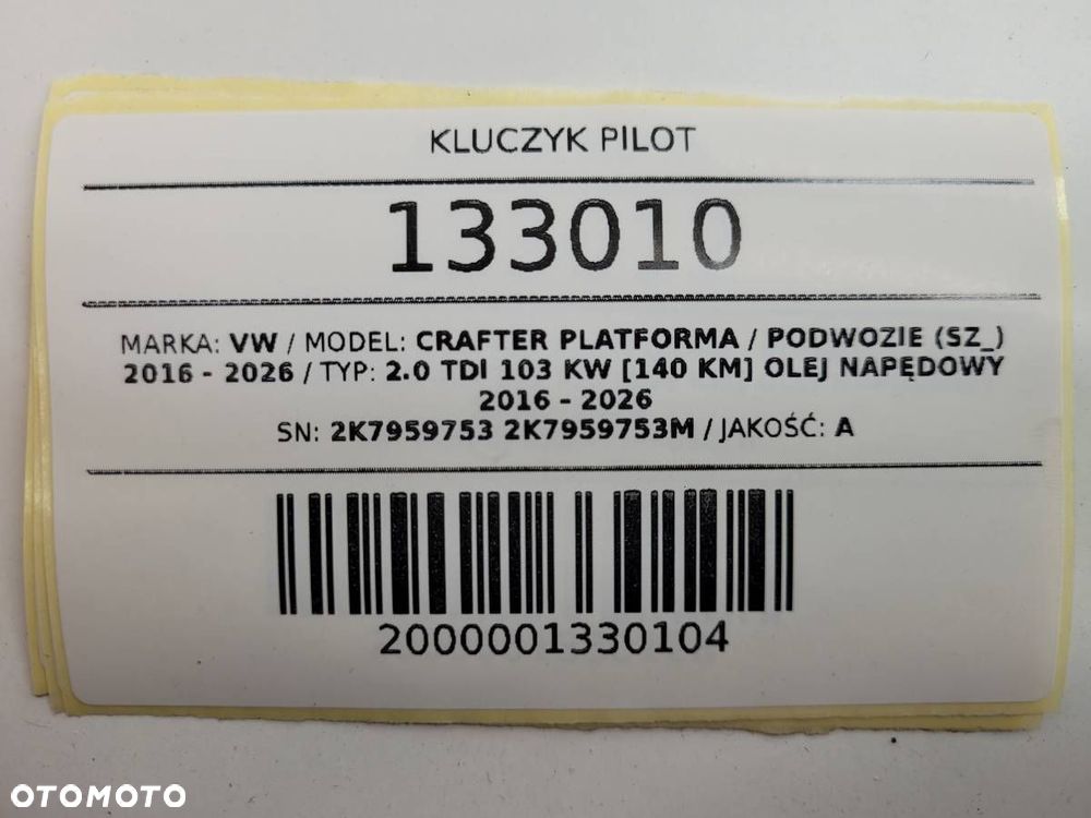 KLUCZYK PILOT VW CRAFTER II 2K7959753 2K7959753M ORYGINAŁ - 7