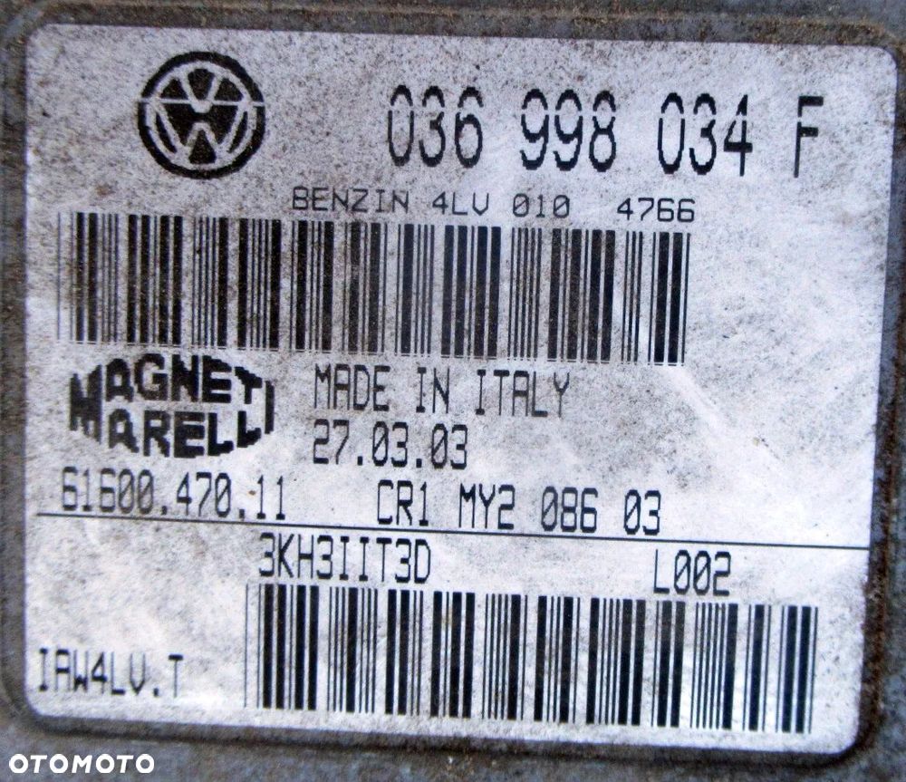 VW LUPO 1.4 16V STEROWNIK KOMPUTER SILNIKA 036998034F - 3