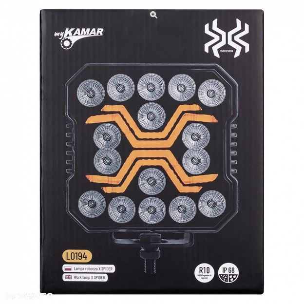 Lampa robocza X-SPIDER 16 LED kwadrat halogen 12/24V moc 60W IP68 + pozycja DUZA SILNA !!  Kalisz Łódzka 80a - 17