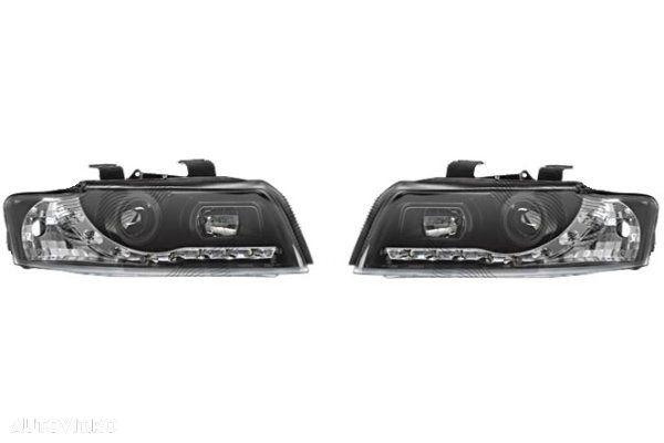 Set faruri tuning Audi A4 (B6) 11.2000-11.2004 fata stanga + dreapta day time running light transparent-negru - 1