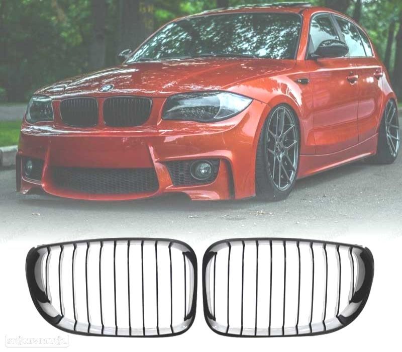 GRELHAS BMW E81 E87 E82 E88 04-07 PRETO BRILHANTE LOOK 1M - 1