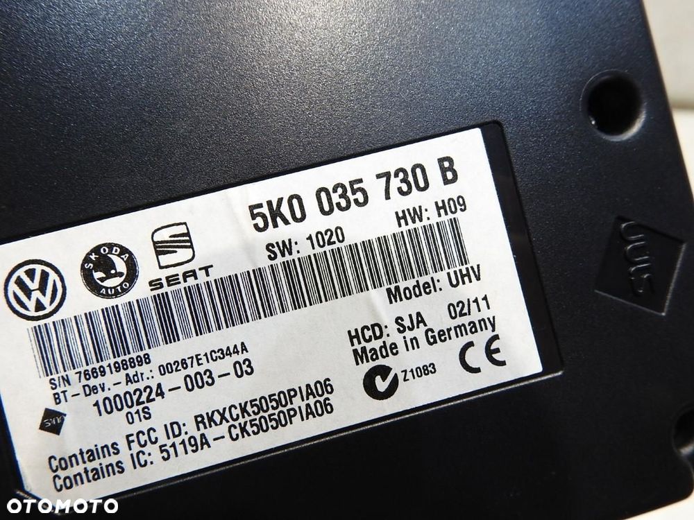 MODUŁ STEROWNIK BLUETOOTH VW SHARAN II 5K0035730B - 5