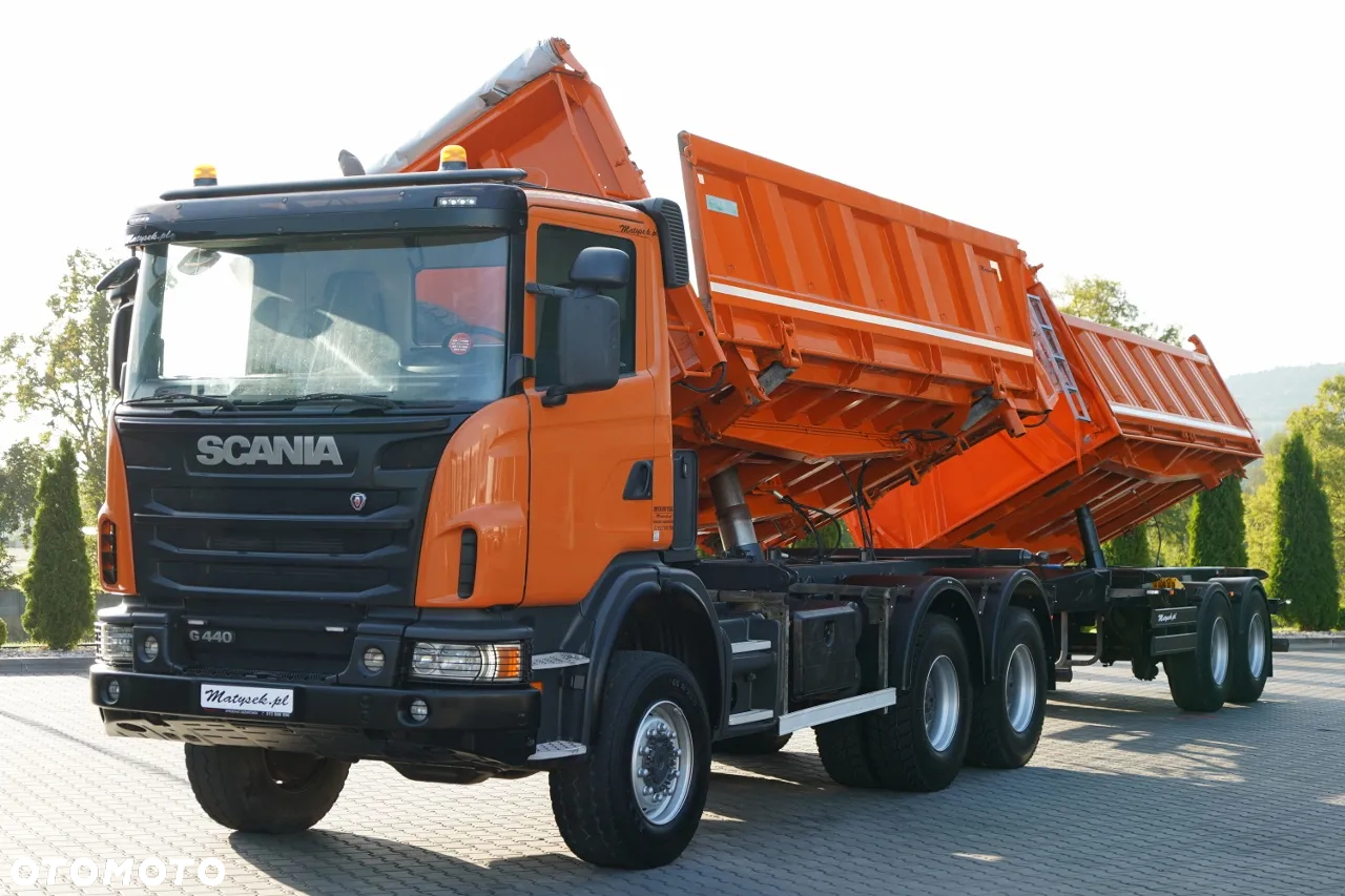 Scania G 440 / 6x6 / ZESTAW / WYWROTKA TRZY-STRONNA / 2X HYDROBURTA /PRZYCZEPA MEILLER / MANUAL - 7