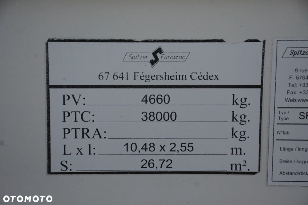 Spitzer SF 39 PI / 2014r / Cementonaczepa / 39000l / 4,660t / Osie SAF / Super stan - 14