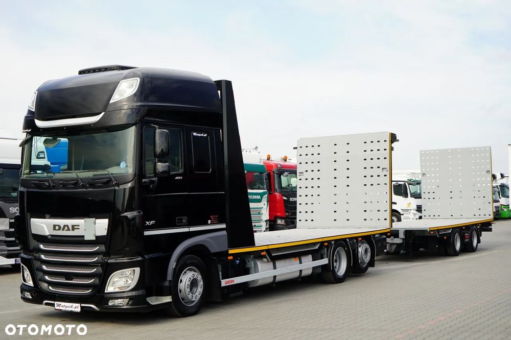 DAF XF 480 / ZESTAW TANDEM LAWETA / 15 ,6 M / SSC / PRZEJAZDOWY / NAJAZDY HYDRAULICZNE / STEROWANIE RADIOWE / WYCIAGARKA / OŚ PODNOSZONA / KLIMA POSTOJOWA - 4