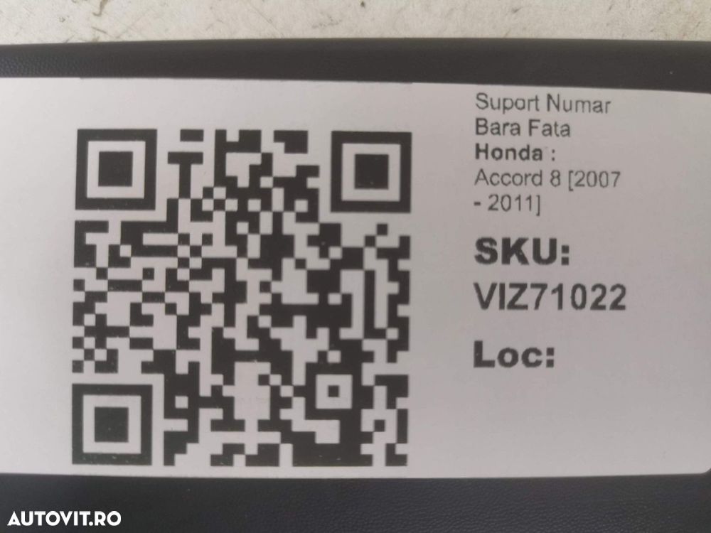Suport Numar Bara Fata Honda  Accord 8 2007 2008 2009 2010 2011 Origin - 4
