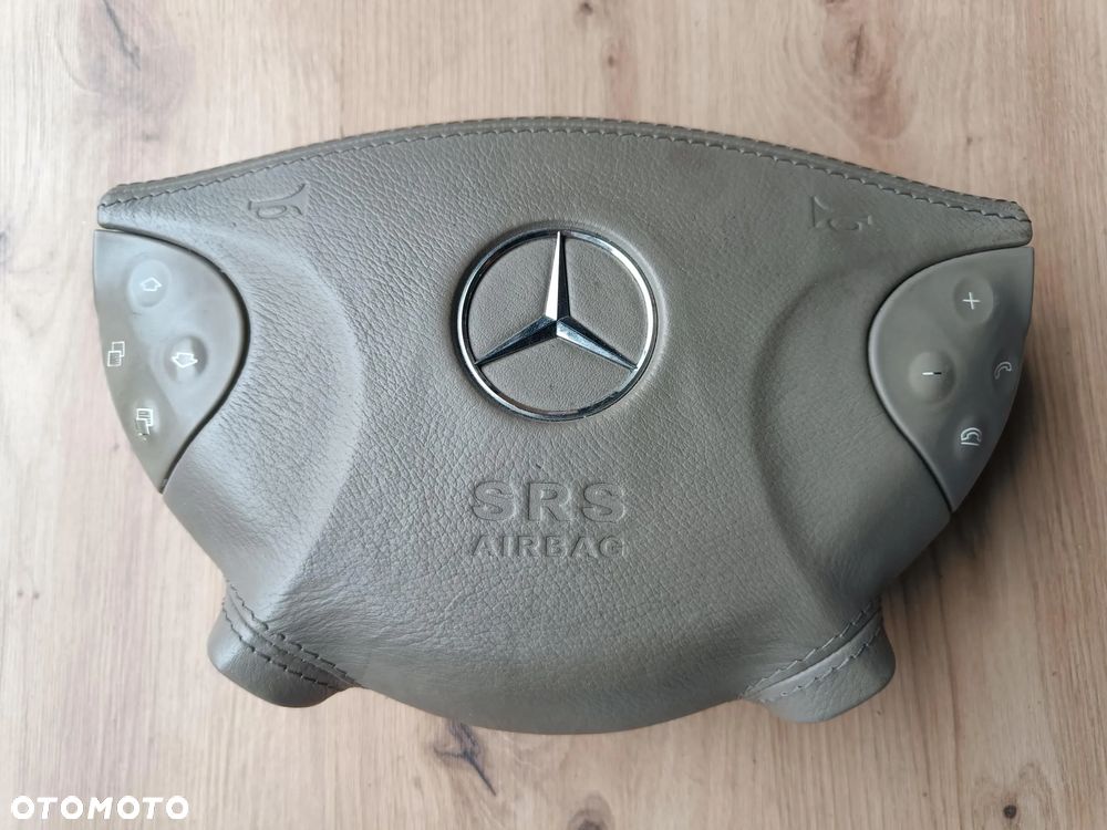 MERCEDES W211 AIRBAG KIEROWNICY PODUSZKA SKÓRZANA BEŻOWA BEŻ BANAN - 1