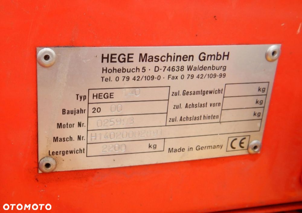 Przystawka zytnia do kombajnu kompletna , marki HEGE 140, 2001r - 3