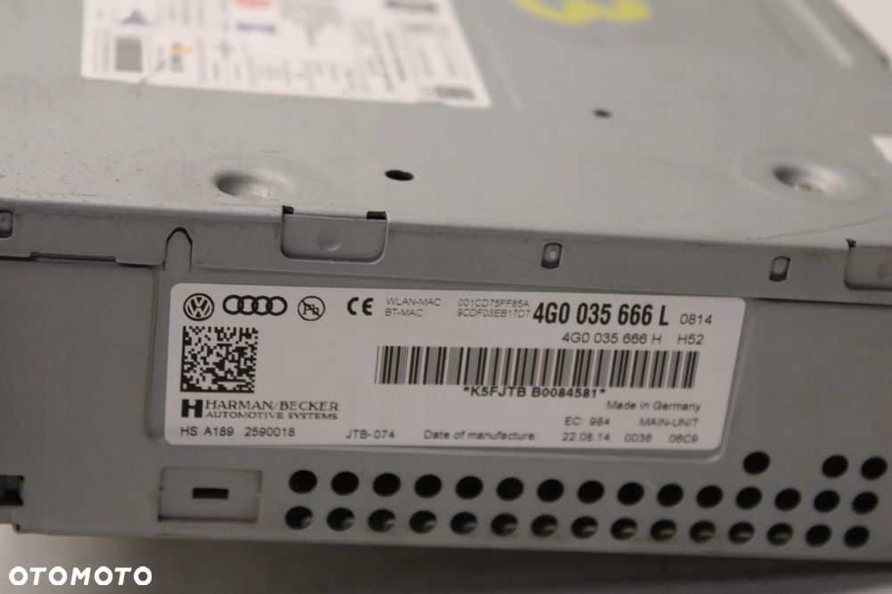 AUDI A7 C7 4G 10R- RADIO RADIOODTWARZACZ NAWIGACJA CZYTNIK PANEL 4G0035666L - 3