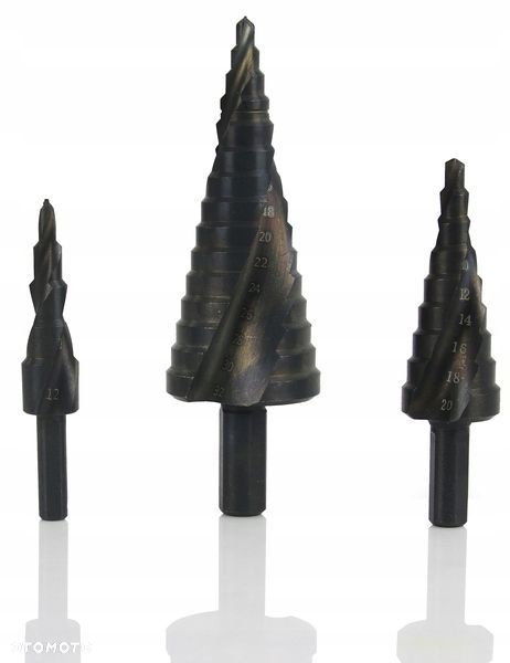 WIERTŁA STOPNIOWE 3 SZTUKI 6-30 mm STOŻEK SPIRALA - 6