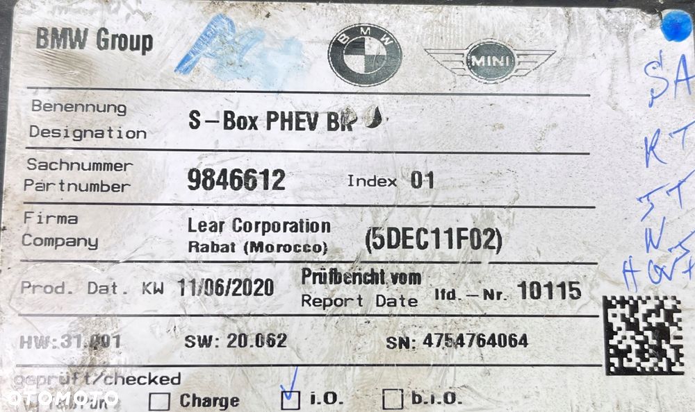 SKRZYNKA S-BOX AKUMULATORA BMW F48 F45 F46 9846612 - 12