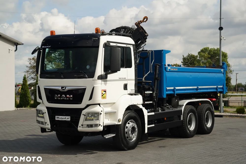 MAN TGS 33.420 / 6x4 / WYWROTKA 3 STRONNA / 2x HYDROBURTA  + HDS HIAB 158 E-2 / MAX 5 900 / AUTOMAT / EURO 6 - 11