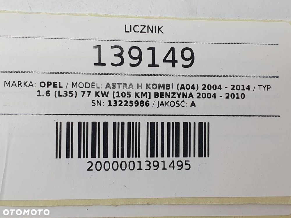 LICZNIK ZEGARY OPEL ASTRA H 1.6 105KM BENZYNA EUROPA 13225986 - 5