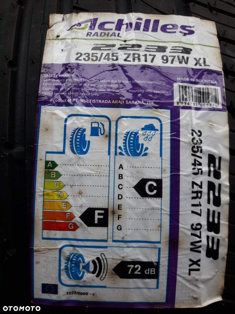 ACHILLES 235/45R17 97W XL , pojedyńcza nie używana opona letnia. - 3