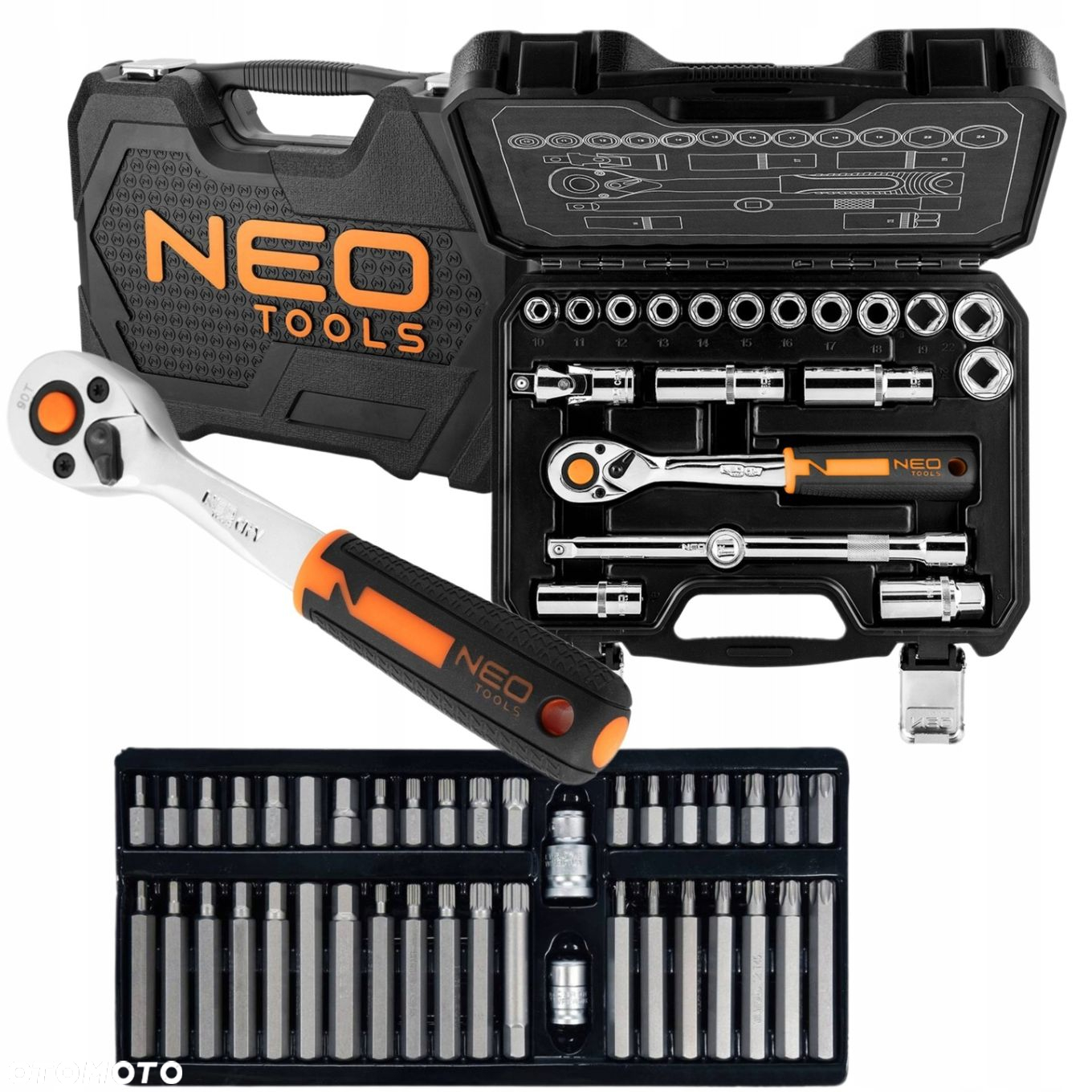 NEO ZESTAW KLUCZY NASADOWYCH 20E 1/2" 1/4" NASADKI BITY SATYNA  TORX 40SZT - 14