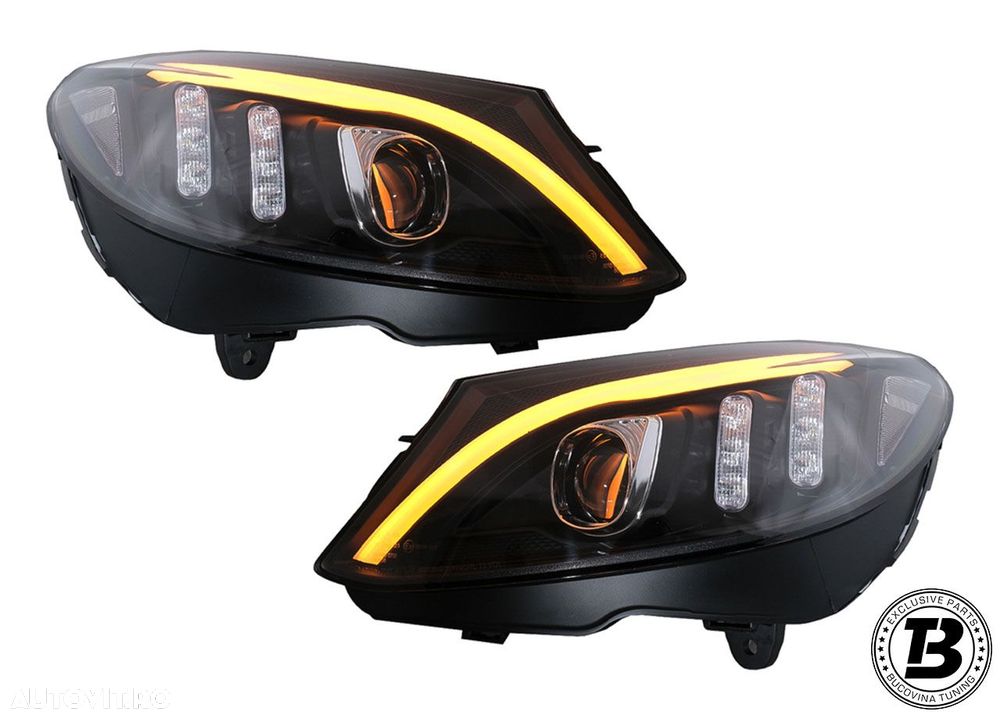 Faruri LED compatibile cu Mercedes C Class W205 Black Design - 7