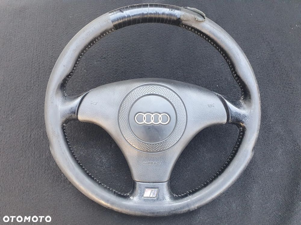 KIEROWNICA S-LINE AUDI A4 B5 A6 C5 SKÓRZANA TRÓJRAMIENNA KOMPLETNA PODUSZKA AIRBAG ORYGINAŁ 4B0124A 4B0419091E 8D0880201H - 1